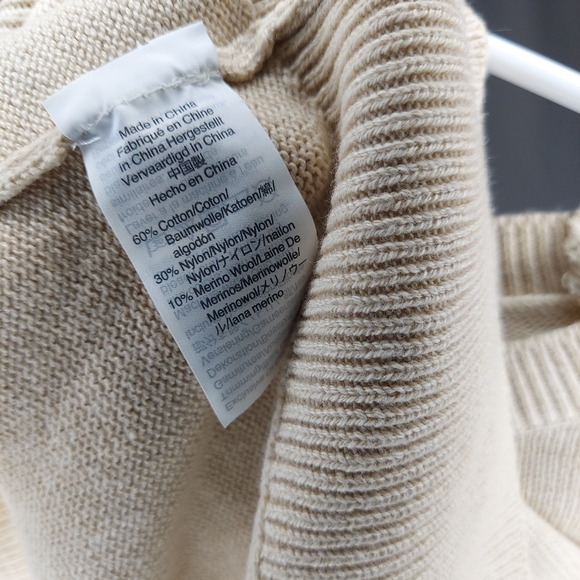 J Crew Mercantile Sweater Women XXS Tassel Tie Contrasting Sleeve Wool Cotton - Picture 8 of 9